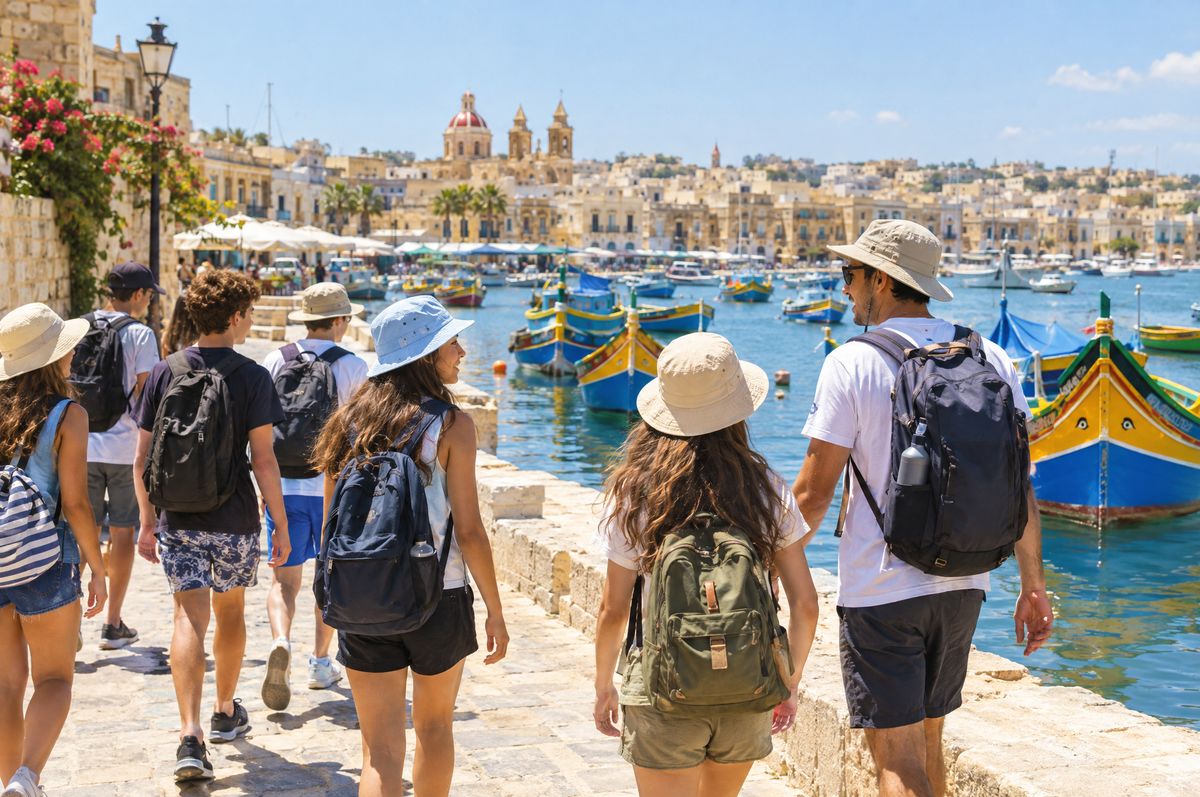 Malta'da yaz okulu gezisinde bir grup genç